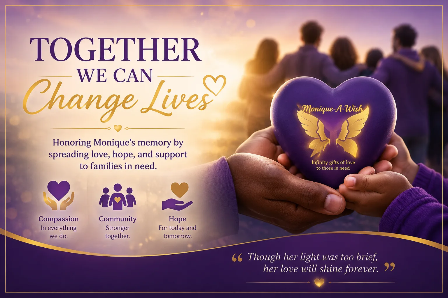 Monique-A-Wish community volunteers and families united at an outreach event in Emporia, Kansas